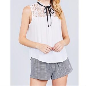 Sleeveless Contrast Tie w/Lace